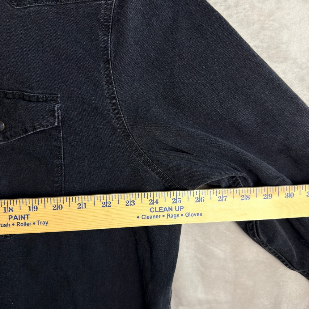Wrangler Western Snap Shirt Men 2XL Black Pearl Snap Long Sleeve Pointed Yoke - Picture 4 of 6